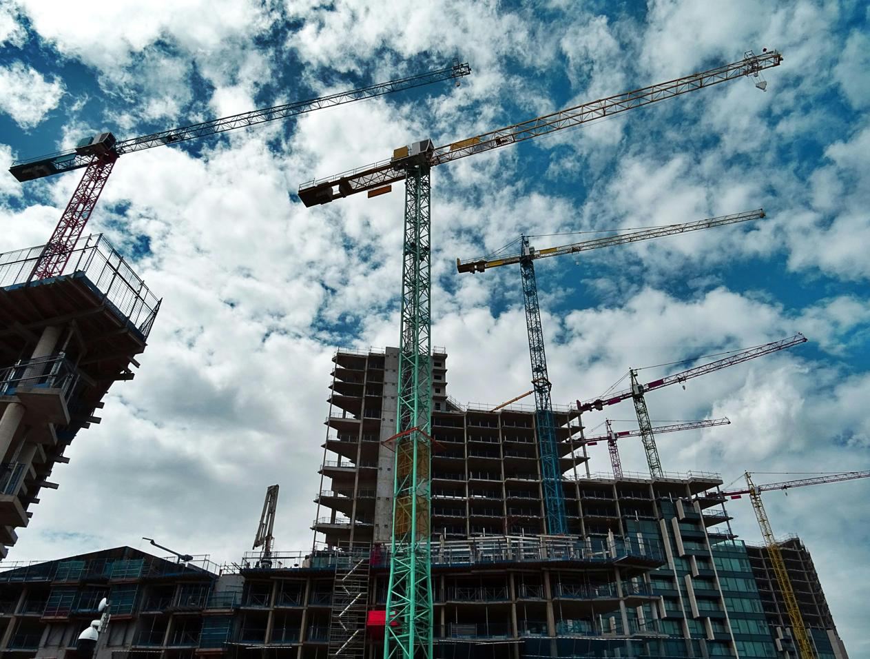 Tower cranes over a VJR Developers construction site